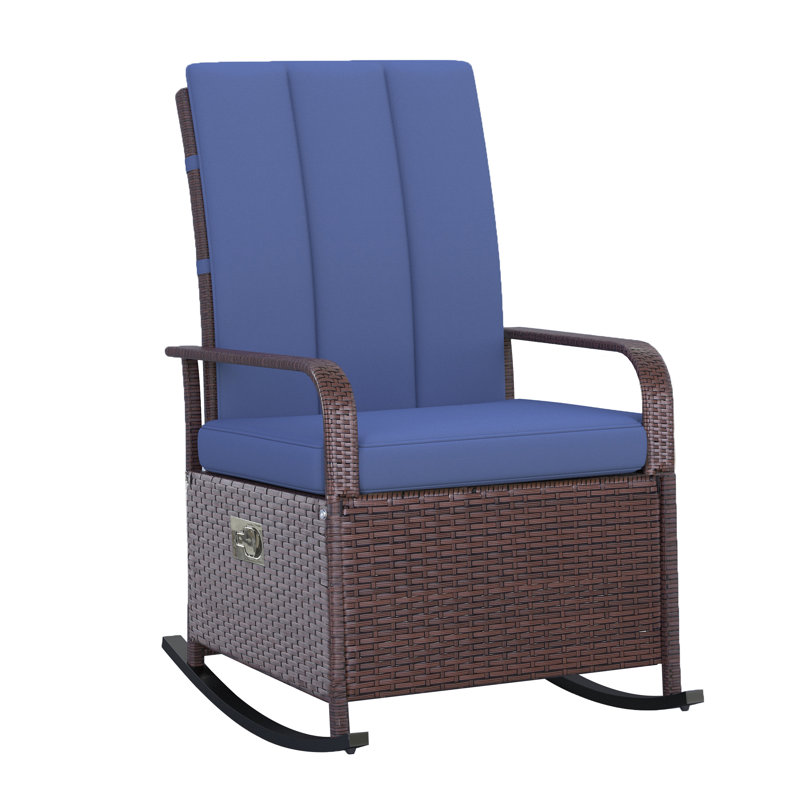 Chaise berçante d'extérieur en osier Outsunny, Bleu