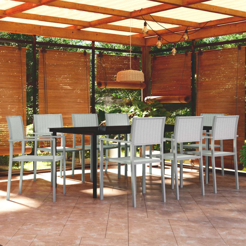 Harley-J 8 - Person Patio Dining Set with Rectangular Table, White