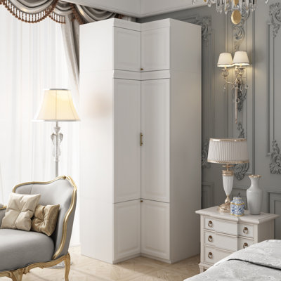 Armoire d'angle avec armoire supérieure, 2 portes, hauteur 93,9 po