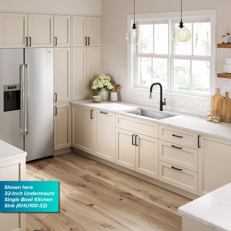 Évier de cuisine en acier inoxydable KRAUS Standart Pro, H 10 po x l 19 po x L 27 po, Bol simple