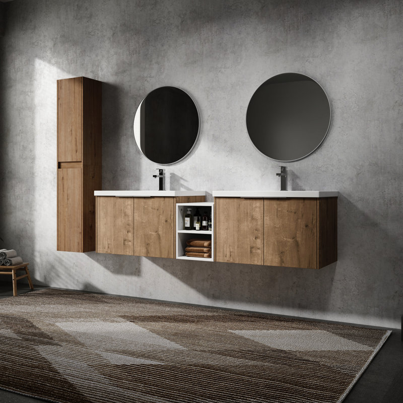 Meuble-lavabo de salle de bain moderne avec armoire d'appoint - apparence élégante 72 po et meuble-lavabo élégant, 72"
