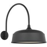 Thomas O'Brien, "Academy 19.5" Arched Mack Barn Light in Matte Black with 16" Green Rockhouse Shade