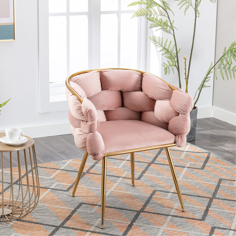 Ensemble de 2 fauteuils avec structure en métal, Velours rose