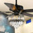 Baringer 52" Black Finish Modern Luxury Crystal Ceiling Fan with Lights and Remote, DC Motor 6 Speeds Reversible Ceiling Fan for Large Room-2000026746