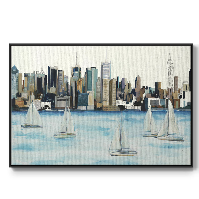 Boat City Boat City - peinture encadrée, H 27 po x l 41 po x P 2 po, Toile avec cadre flottant noir, Non