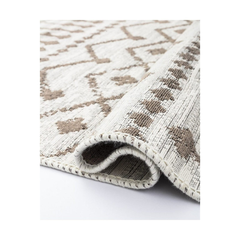 Guiseppe Reversible Cotton Area Rug, 3.9 x 5.9 ft (120 x 180 cm), Beige | 100% Cotton, 0.16 in Thick, Antibacterial, Machine Washable at 86°F | Soft, Durable, Perfect for Living Room & Bedroom Décor