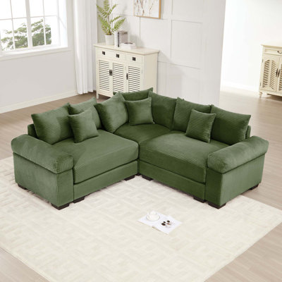 Modern 3 Seaterconvertible Oversized Cloud Corduroy Modular Sectional Sofa With 10 Throw Pillows For Living Room, Apaetments