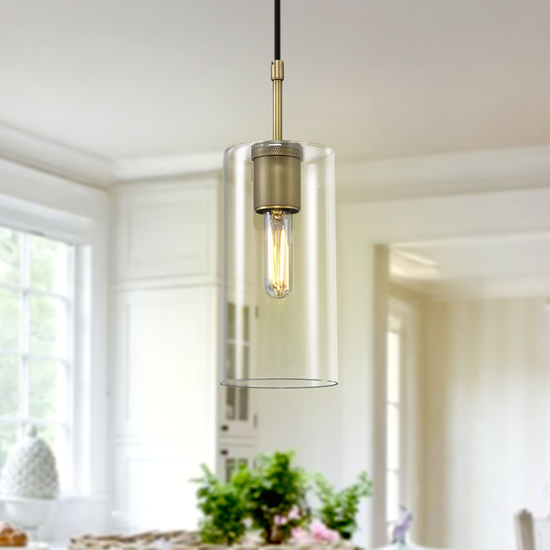 1 - Light Single Cylinder Pendant, Brass
