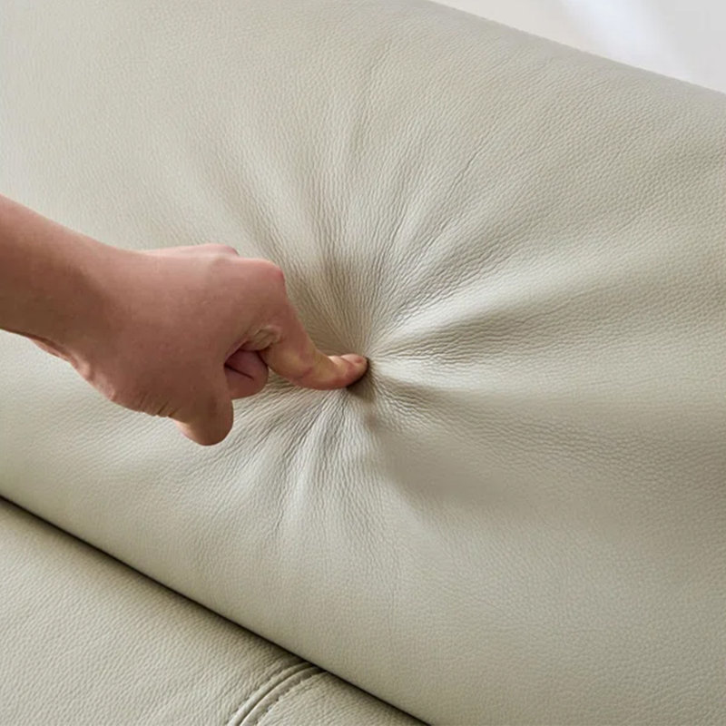  Canapé modulaire en L 109,3 po avec méridienne en cuir véritable avec repose-têtes réglables, gris, Cuir véritable gris