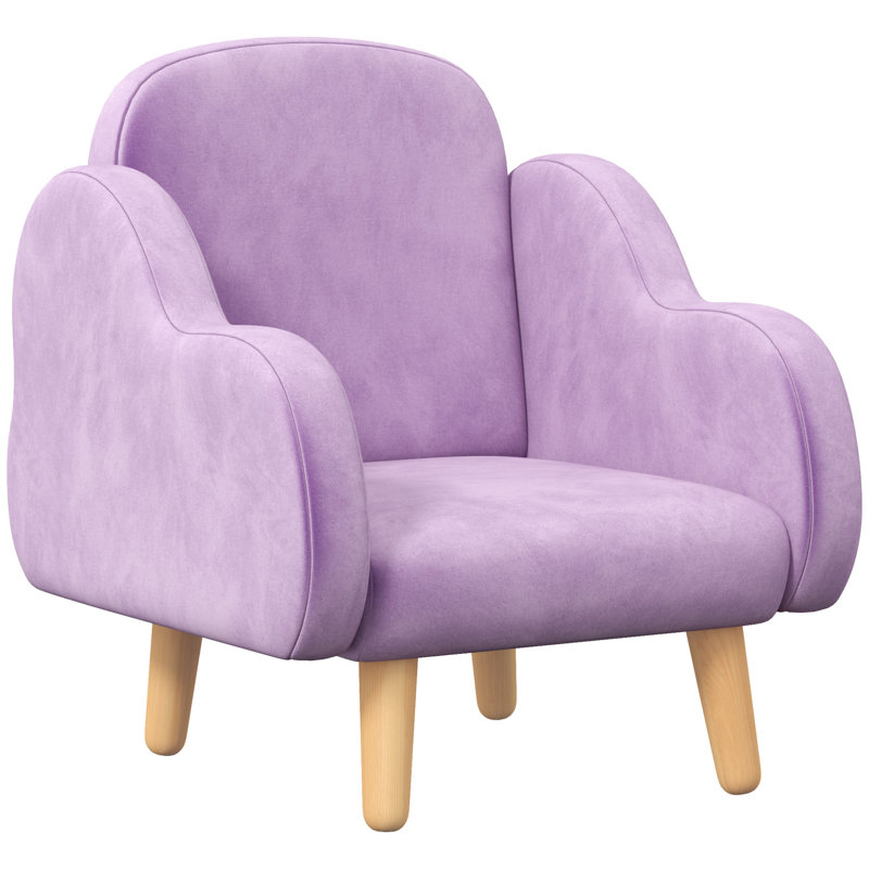 Hoss Kids Armchair with Arm Rest Velvet for Ages 1.5-3 Years, Purple