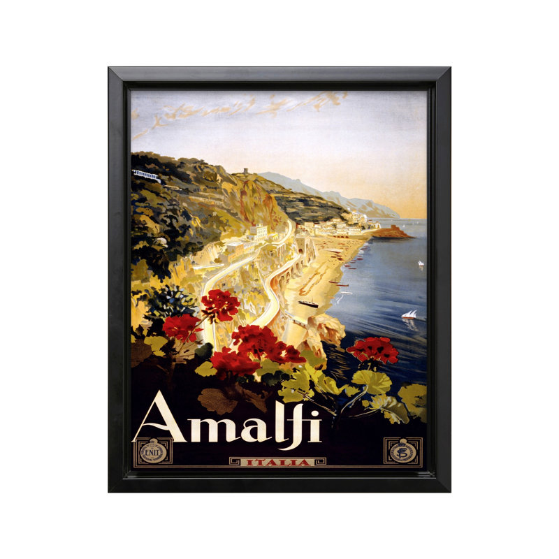 Côte d'Amalfi, Cadre noir, Canevas, H 11 po x l 14 po