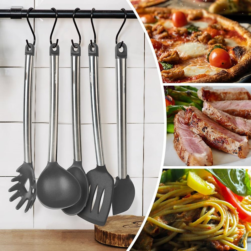 Gray Silicone and Stainless Steel 33-Piece Kitchen Utensil Set