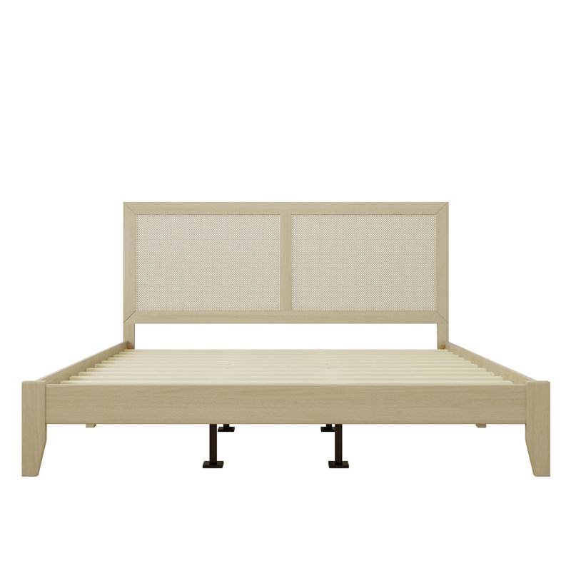 Rattan Solid Wood Platform Bed, King