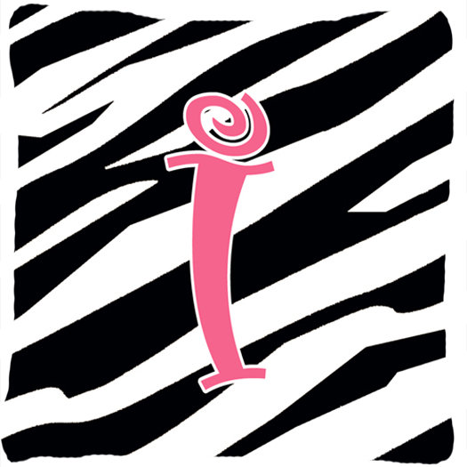 Monogramme initiale Zebra Stripe jet intérieur/extérieur oreiller, I