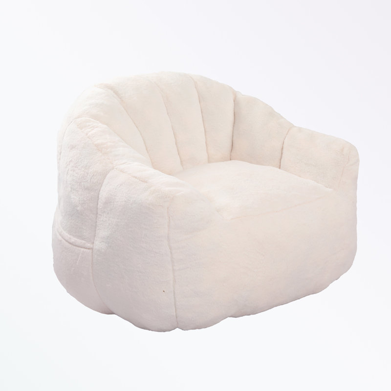 Accent Chair with Armrests and soft cushion, White Faux Fur