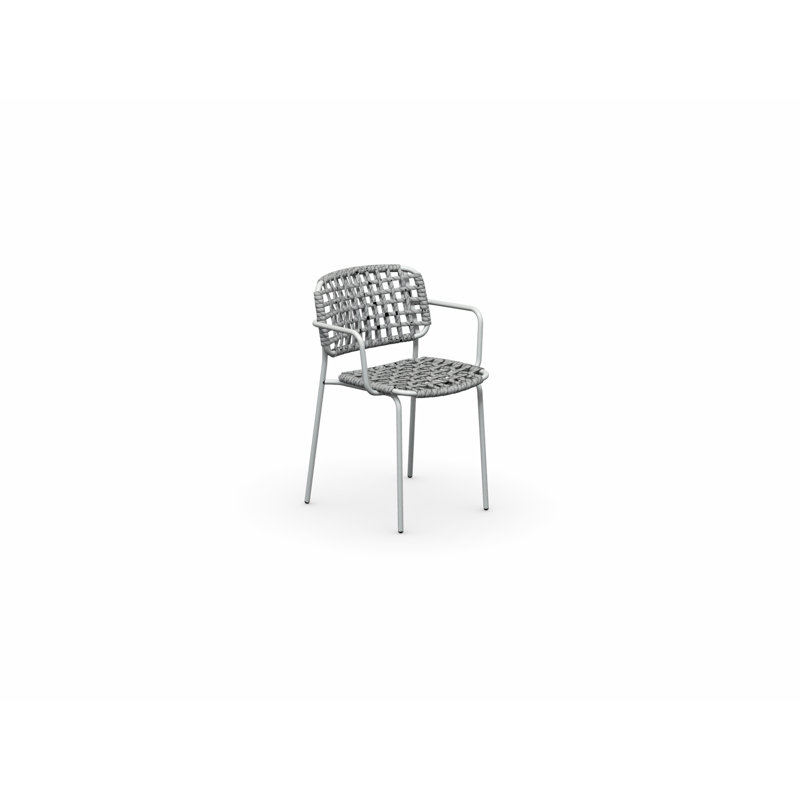 Yo Outdoor Armchair with Woven Seat and Metal Frame, Matt Optic White
