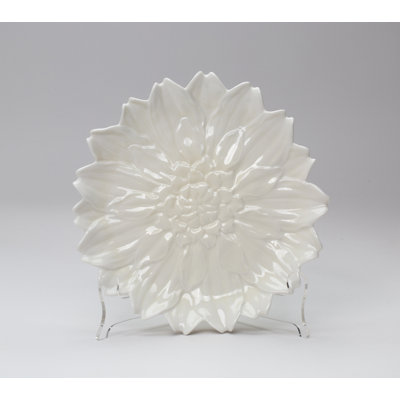 Fine Porcelain White Daisy Flower Shaped Set of 2 Plates 