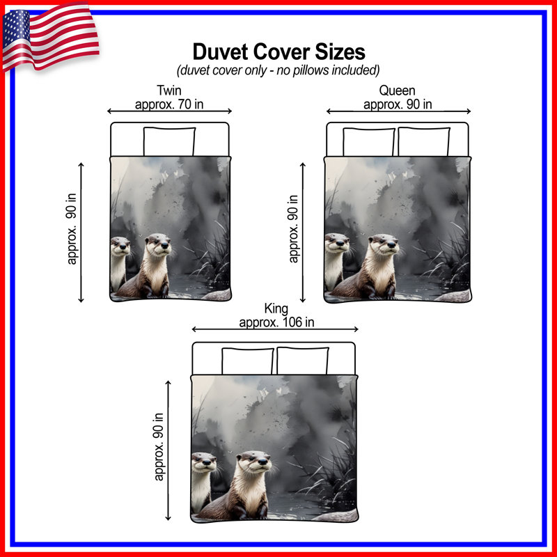 Otters In River Duvet Covers, Twin