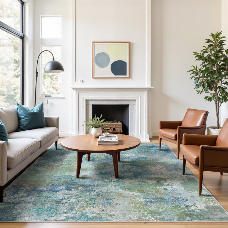 Abstract Area Rug, Blue, Rectangle 120 x 170 cm