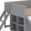 Lit mezzanine bas en bois avec tablettes de rangement et glissade-811447767