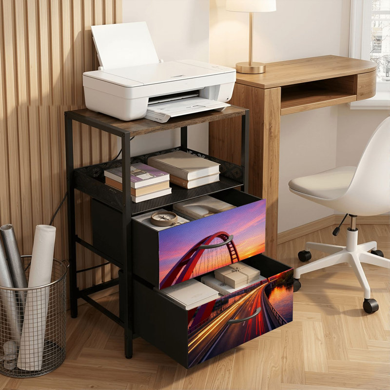 Table de chevet 2 tiroirs avec station de charge, table de chevet avec ports USB et prises USB