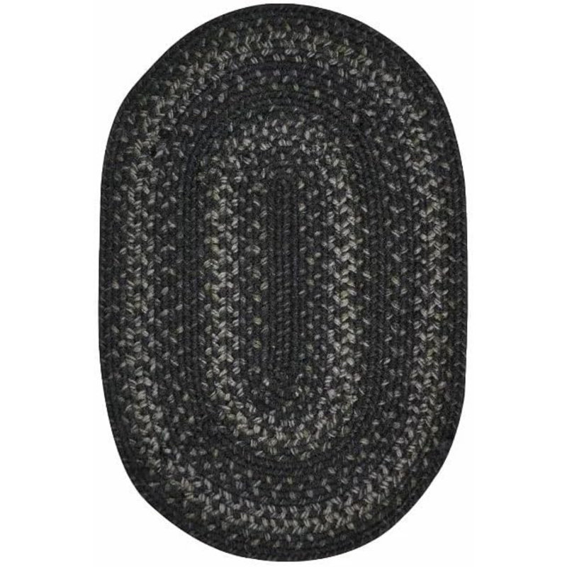 Tapis noir / gris réversible en jute tressé Cristene, Ovale 1 pi 8 po x 2 pi 6 po