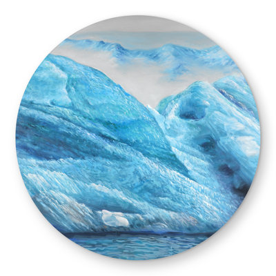 Icebergs Gray Bedroom Round Outdoor Area Rug | Home Decor