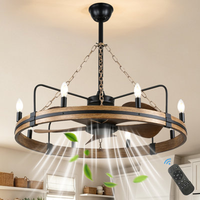 Ventilateur de plafond 36 pouces à 5 pales avec roues, avec ventilateur, ventilateur de plafond réversible à 6 vitesses avec télécommande Fandelier