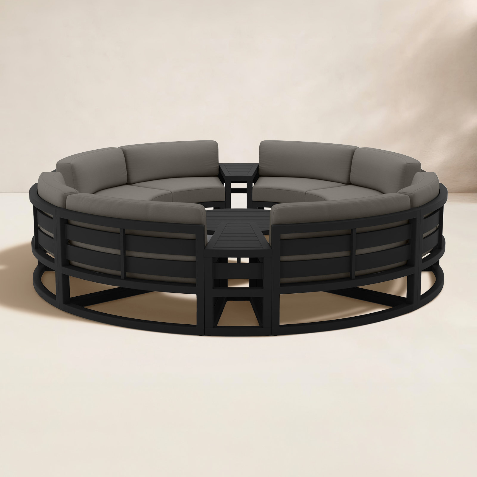 Bergeron 8 - Person Patio Conversation Set with Cushions, Canvas Charcoal Sunbrella® Canvas, Black