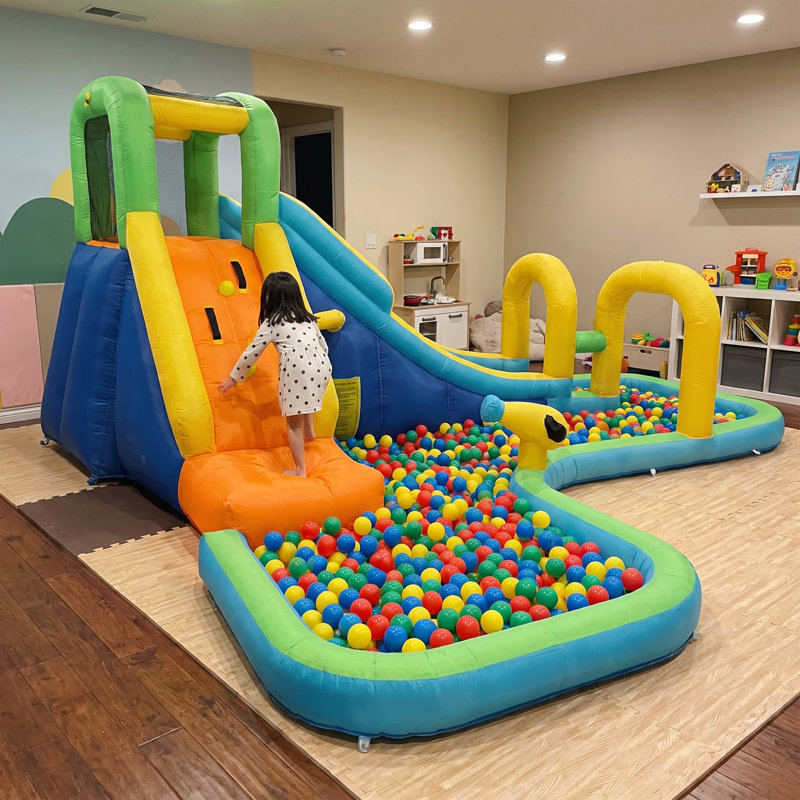 Parc aquatique gonflable avec soufflerie pour enfants de 13,9 pi x 11,1 pi Adam 3-10 | Moustiquaire 5-en-1 pour le rebond, la piscine et la sécurité dans la cour arrière | Intérieur intérieur