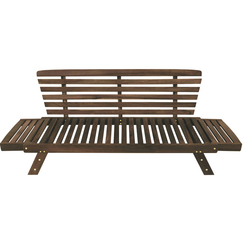 Lit de jour d'extérieur en bois avec coussins et coussins lavables - extensible et polyvalent, tissus de patio brun et gris, structure, brun / gris
