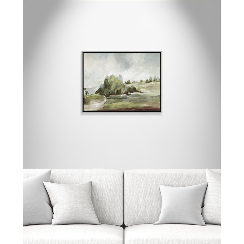 Concorde Green Country Road by Allison Pearce - Floater Frame Print on Canvas, 19.5" H x 25.5" W, Silver