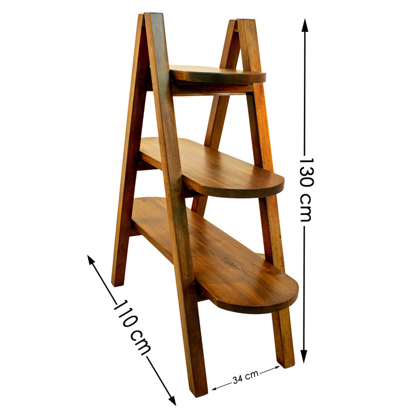 Bibliothèque échelle en bois massif H 51,18 "x l 43,31" Breaux, (3 tablettes) H 51,18 po x l 43,31 po x P 13,39 po