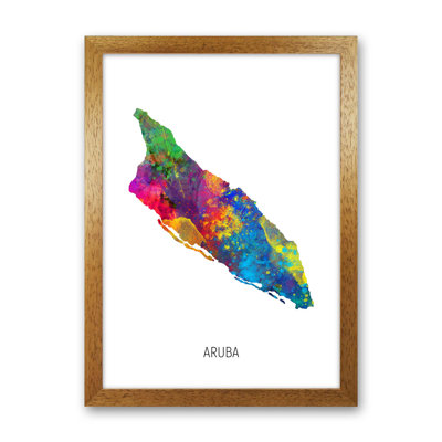 Aruba Watercolour Map by Michael Tompsett - Print