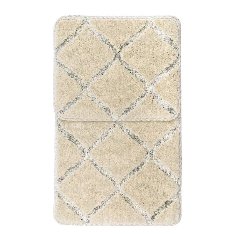 Premium Bathmat Set (2 Pieces), Cream Color, 19.7 x 31.5 inches & 15.7 x 19.7 inches | 100% Polypropylene, 1350 g/m², 0.5 mm Pile & Sponge Height | Non-Slip Natural Latex Sole, Machine Washable, Soft & Durable