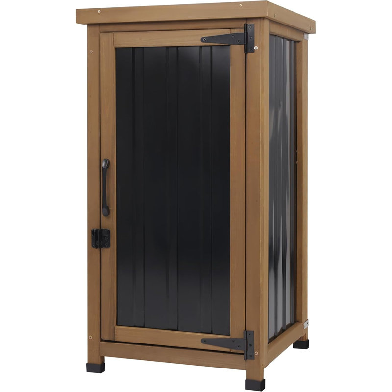 Outdoor Storage Cabinet with Waterproof Roof & Adjustable Shelf, 33.5" H x 17.8" W x 17.8" D