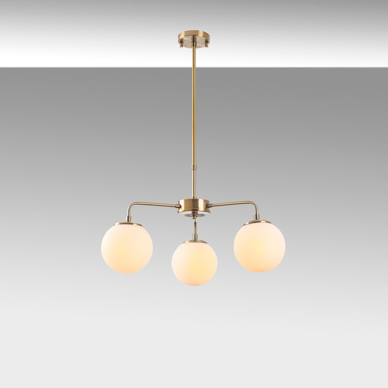 Luminaire suspendu pour îlot de cuisine 3 lumières Beckner, Rétro, Crème