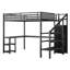 Grand lit mezzanine en métal avec garde-robe et éclairage à DEL, grand lit mezzanine avec bureau en L