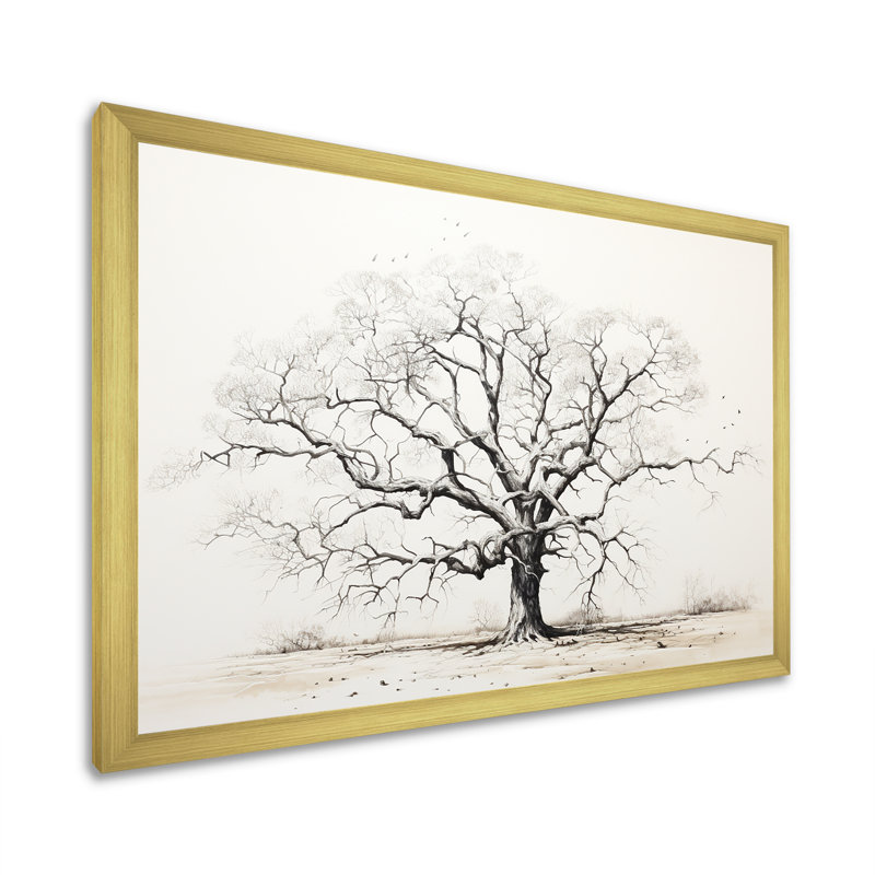 Arbre africain, minimalisme III, sur toile, H 12 po x l 20 po x P 1 po, Cadre photo doré simple