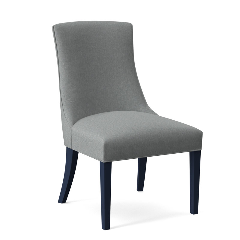 Tuxedo Slipper Dining Chair, Light Blue Performance Fabric; 0851-55, Antique Frost White Finish