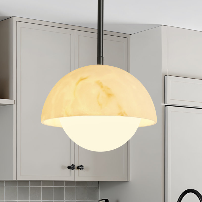 Luminaire suspendu en verre 1 lumière, Noir mat