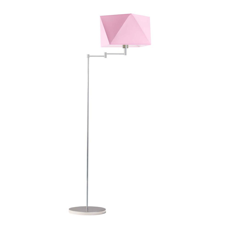 Glasper 163cm Swing Arm Floor Lamp, Silver, Light Pink