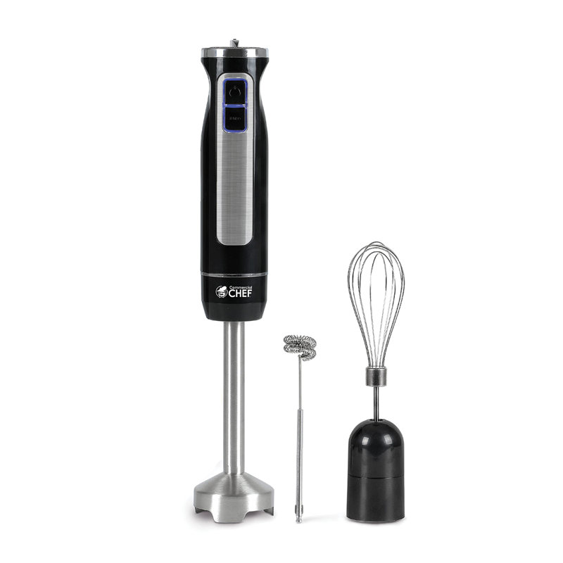 Commercial Black Stainless Steel Immersion Hand Blender with Variable Speed