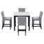 Ensemble de salle à manger 5 pièces avec table haute, comprenant une table à manger avec dessus en faux marbre et quatre chaises recouvertes de velours, gris-612468769