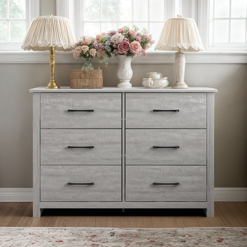 Walter 6-Drawer Double Dresser Dusty Gray Oak