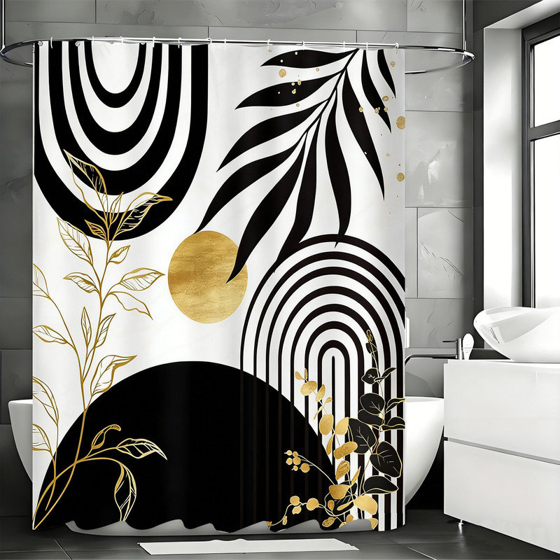 Rideaux de douche Boho avec crochets inclus, Noir