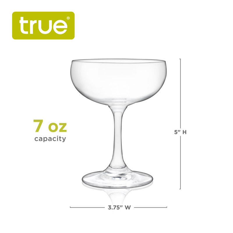 Clear 7 Oz Coupe Martini Cocktail Glasses, Set of 4