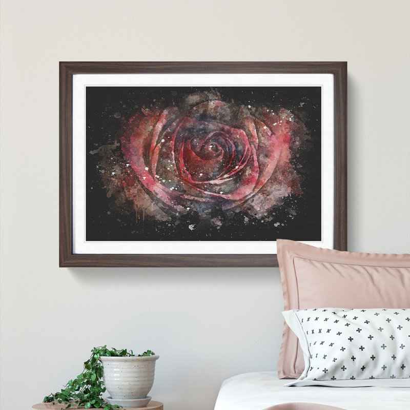 Red Rose - Picture Frame Graphic Art Print, Walnut Framed, 62cm H x 87cm W x 2cm D
