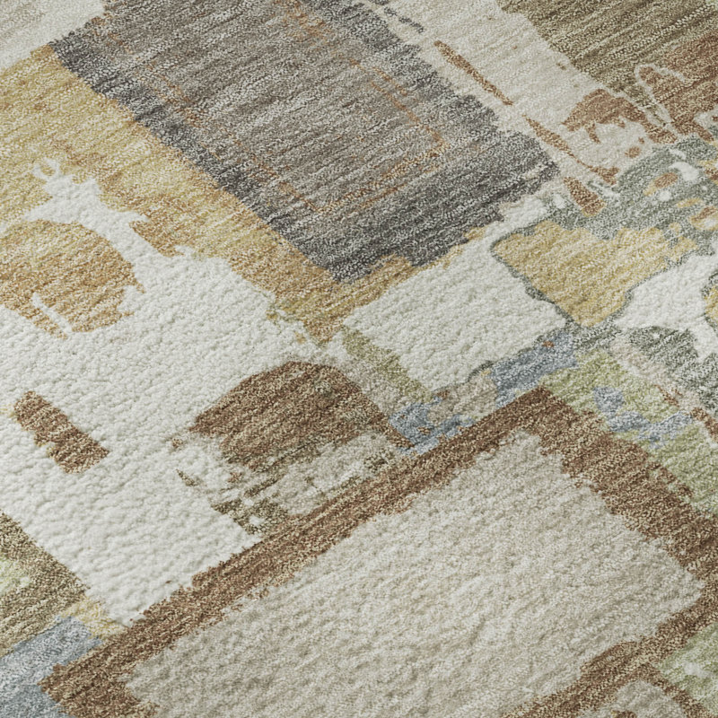 Premium Machine Washable Mayfield AMF2246 Geometric Rug, 1'8" x 2'6", Ivory