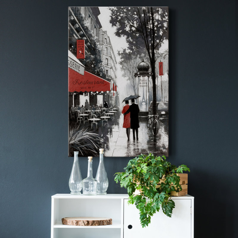 «Rainy Paris II», reproduction d'art sur toile tendue, H 48 po x l 32 po x P 1 po